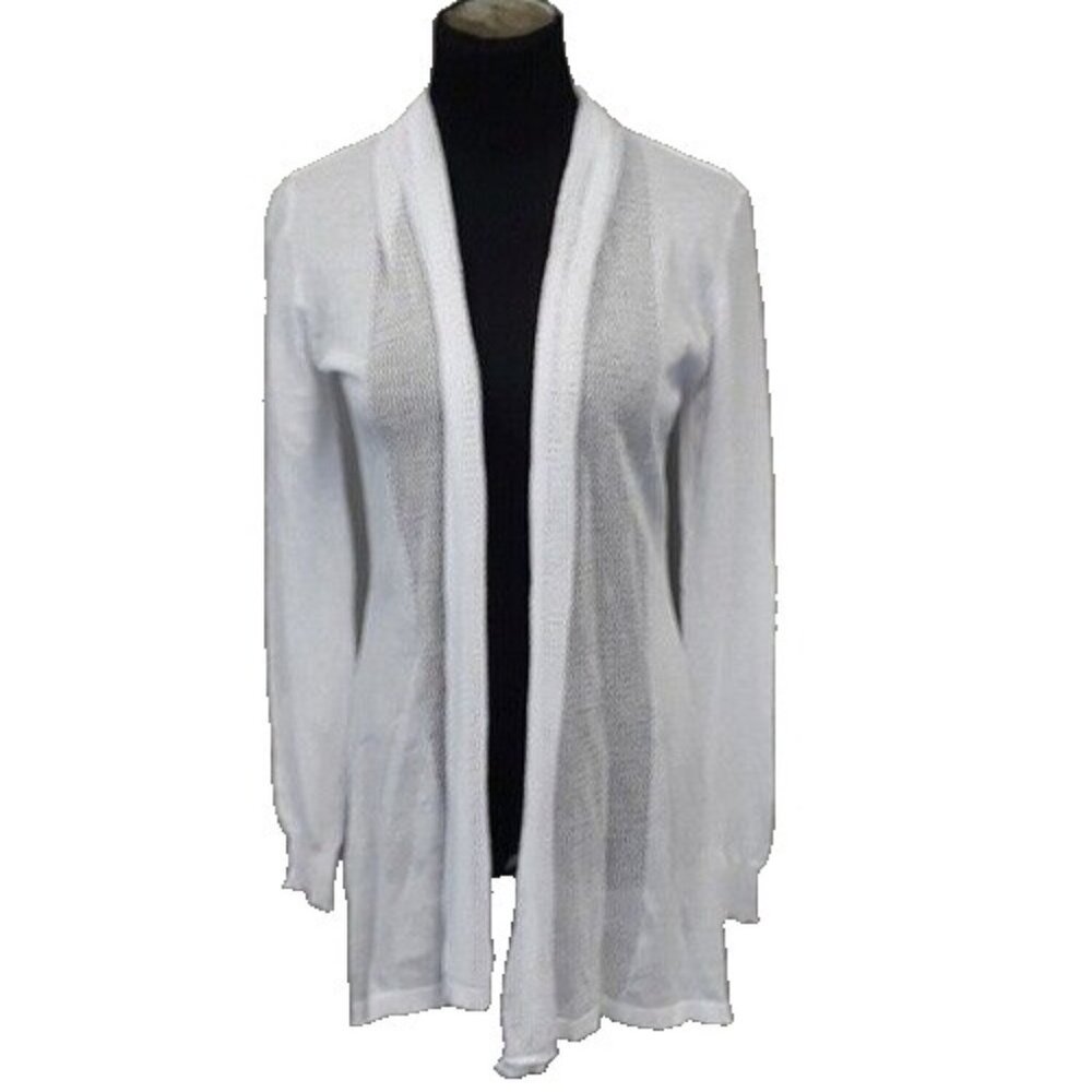 Abollria Womens Cardigan Small White‎ Open Lightweight Capsule Timeless